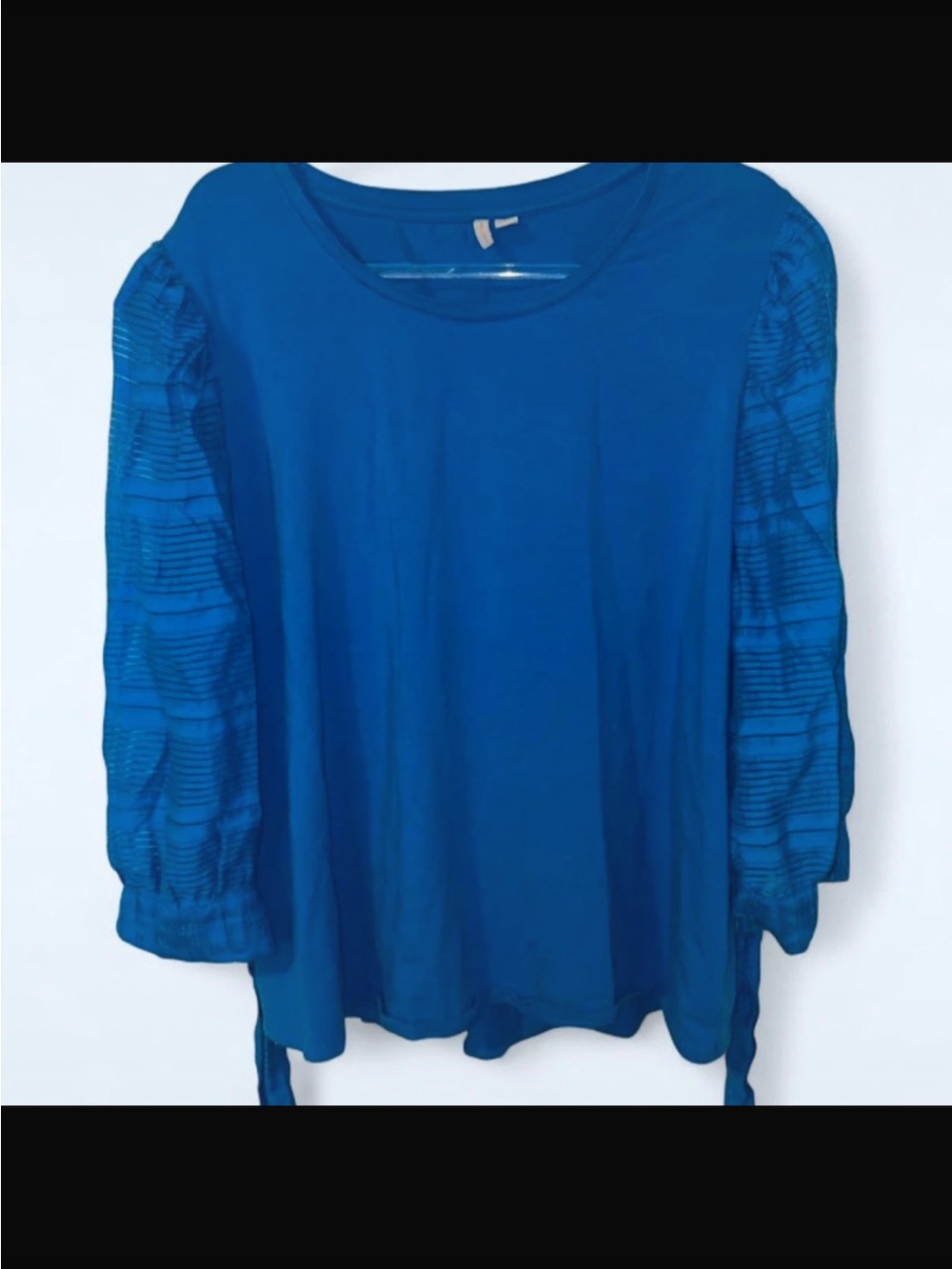 Cato Blue Textured Sleeve Tie-Hem Blouse